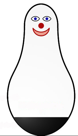 An illustration of a bobo doll. The doll has a broad, rounded base and then become progressively narrower up to its head. An illustration of a bobo doll. The doll has a broad, rounded base and then become progressively narrower up to its head.